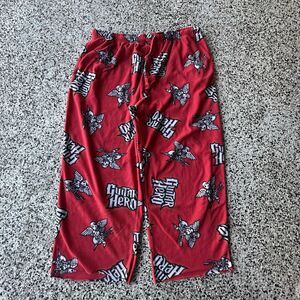 Guitar Hero Pajama Pants 2008 All Over Print Fleece Pants Mens XL Red Baggy